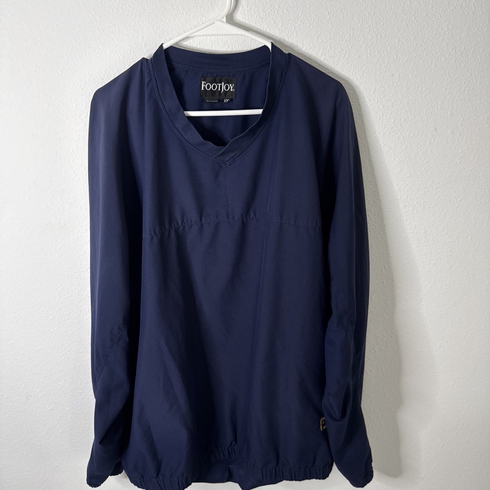 VNTG FootJoy MEN Golf Pullover Jacket Size XXL Blue V Neck Long SLVWindbreaker